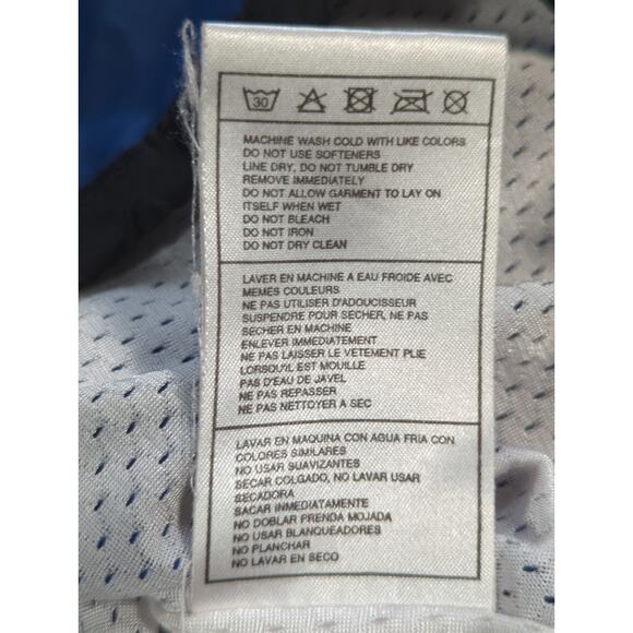 90s Nike Blue Windbreaker Jacket Mens Medium Hooded Pullover Swoosh Vintage - Picture 13 of 16